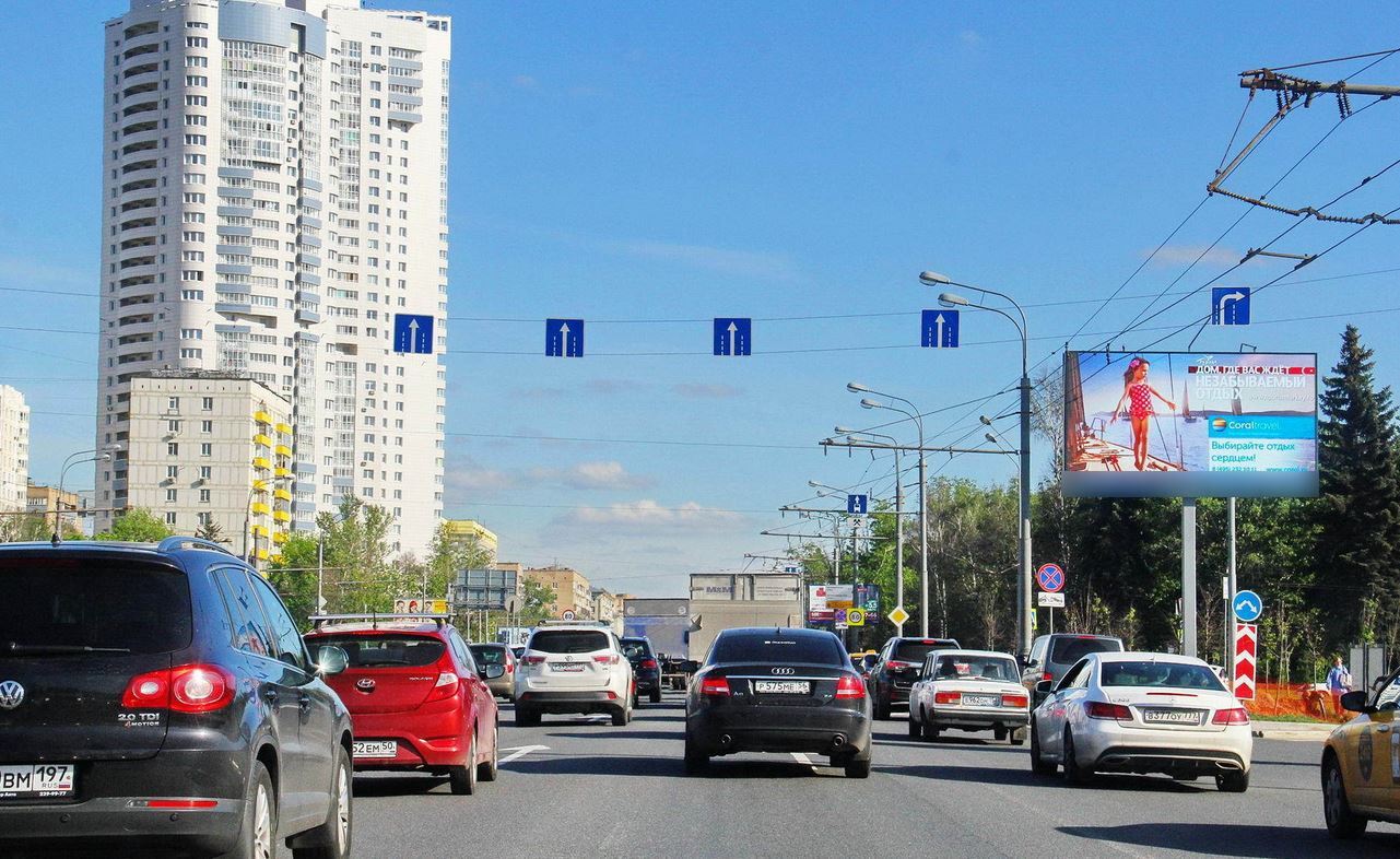 Фотография рекламного носителя, тип: Билборд 3x6, адрес: Ленинградское ш., д.63б, Москва, Россия. Сторона Аh1-Аh4 №882175