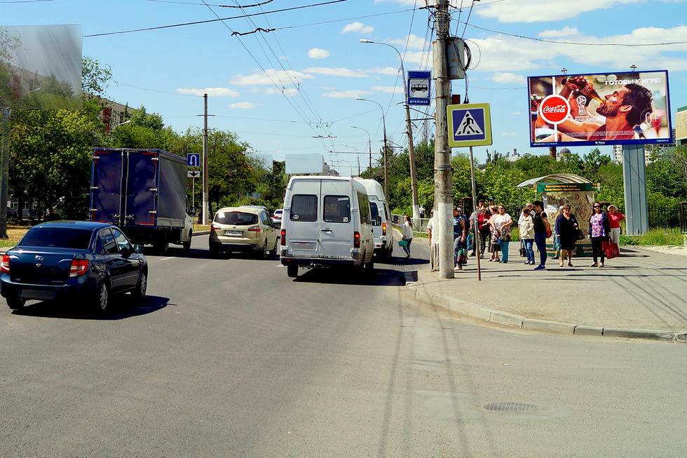 Фотография рекламного носителя, тип: Билборд 3x6, адрес: Маршала Еременко ул. Х Штеменко ул., д.43, Волгоград, Волгоградская область, Россия. Сторона А №337482