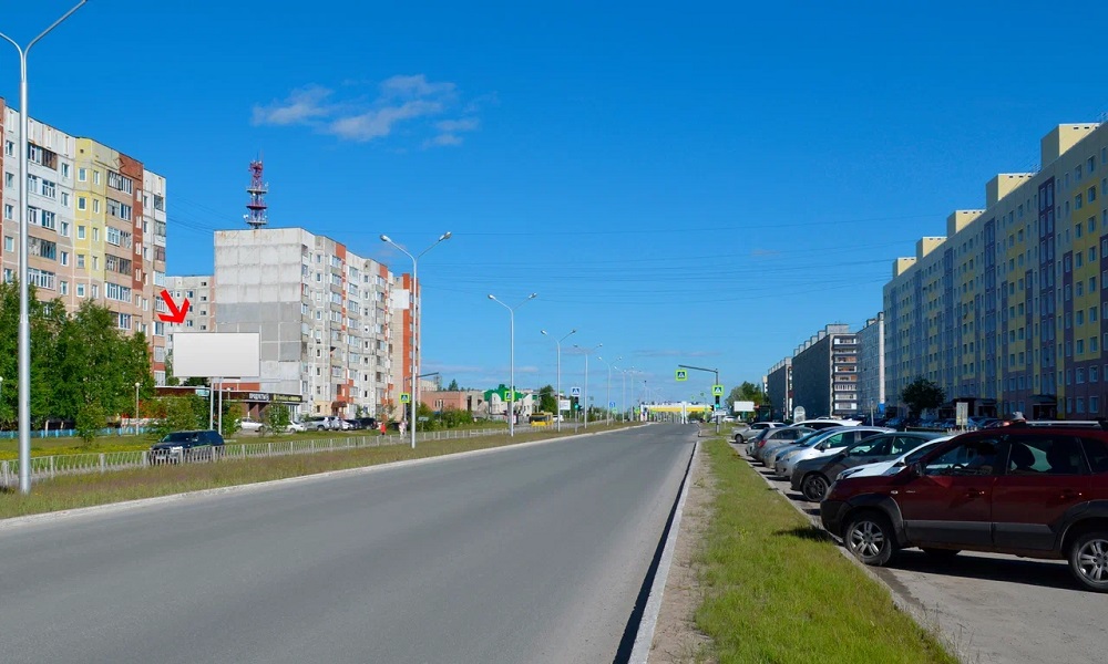 Фотография рекламного носителя, тип: Билборд 3x6, адрес: Интернациональная ул., д.57, поз.1, Нижневартовск, Ханты-Мансийский автономный округ – Югра, Россия. Сторона Б №676221