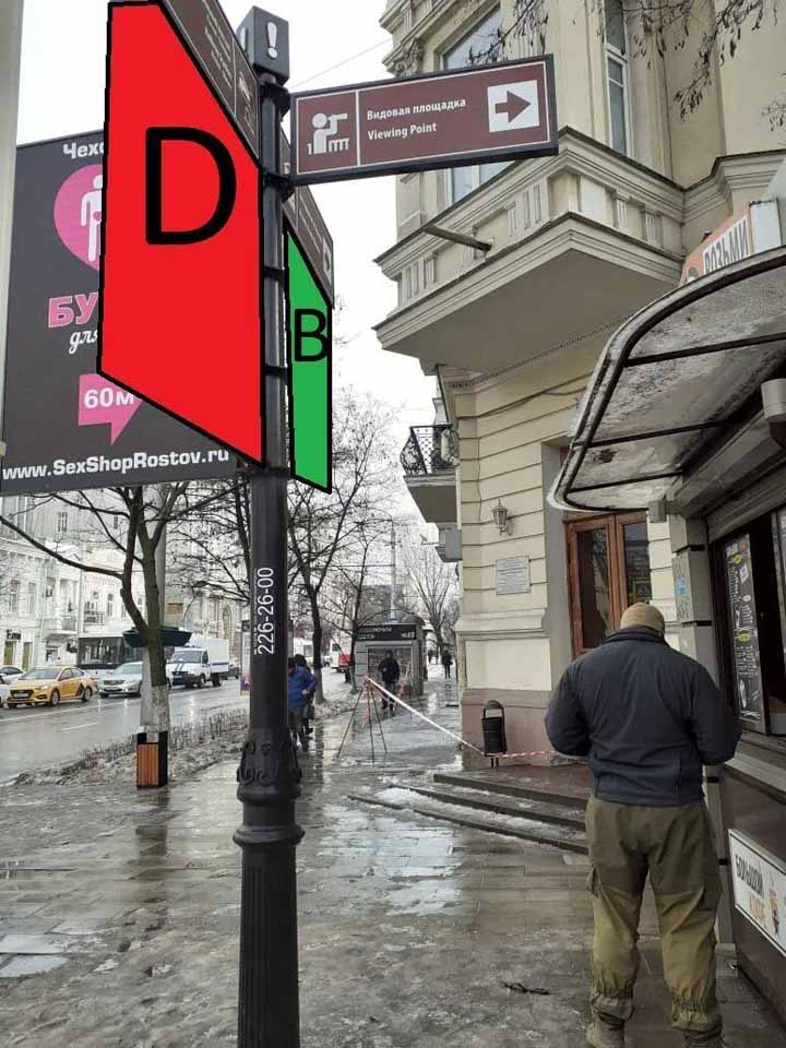 Фотография рекламного носителя, тип: Дорожный указатель, адрес: Большая Садовая ул., д.106 X Чехова пер., Ростов-на-Дону, Ростовская область, Россия. Сторона Д1 №1086634