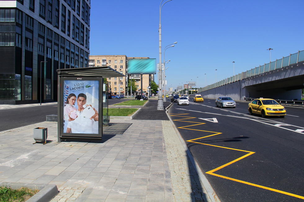 Фотография рекламного носителя, тип: Остановка 1.8x1.2, адрес: Ленинградский пр-т., д.29, корп.1, Москва, Россия. Сторона Б №335315