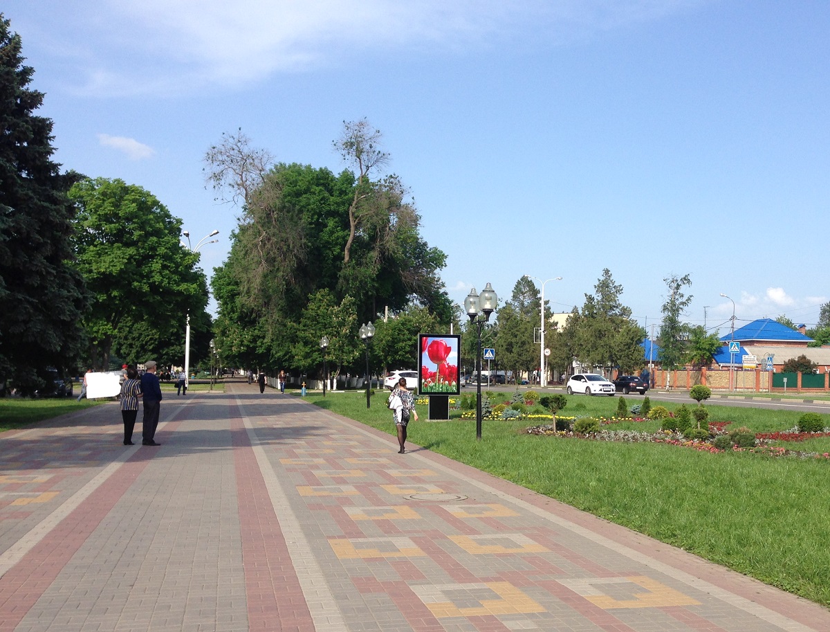 Фотография рекламного носителя, тип: Ситиформат 1.8x1.2, адрес: Октябрьская ул., д.23, Тихорецк, Краснодарский край, Россия. Сторона B №1041495