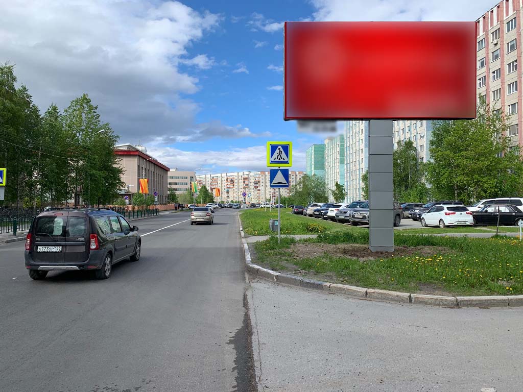 Фотография рекламного носителя, тип: Билборд 3x6, адрес: Григория Кукуевицкого ул., д.4, Сургут, Ханты-Мансийский автономный округ – Югра, Россия. Сторона А №960092