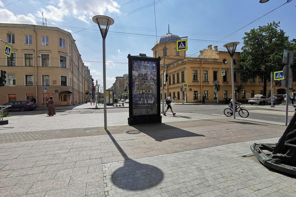 Фотография рекламного носителя, тип: Пиллар 3x1.4, адрес: Правды ул., д.12 Х Социалистическая ул., Санкт-Петербург, Россия. Сторона С №633548