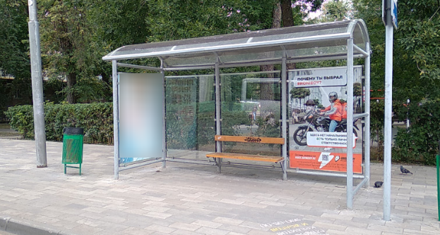 Фотография рекламного носителя, тип: Остановка 1.8x1.2, адрес: Мичурина ул., д.6бХ Полевая ул., Самара, Самарская область, Россия. Сторона B1 №829431