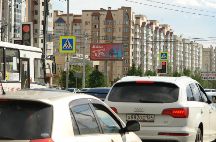 Фотография рекламного носителя, тип: Билборд 3x6, адрес: 9 Мая ул., д.59, Красноярск, Красноярский край, Россия. Сторона Б1-Б3 №1028477