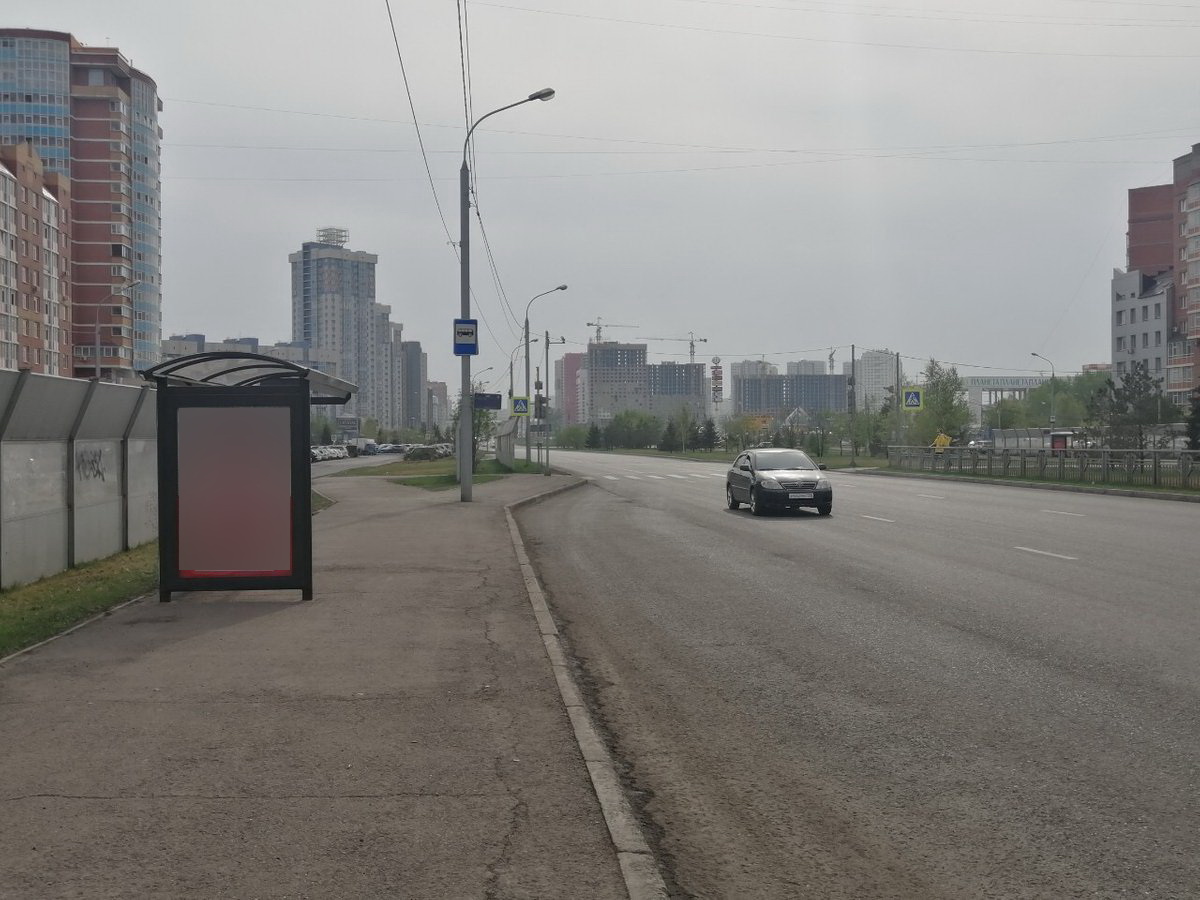 Фотография рекламного носителя, тип: Остановка 1.8x1.2, адрес: Алексеева ул., д.27, Красноярск, Красноярский край, Россия. Сторона Б №848284