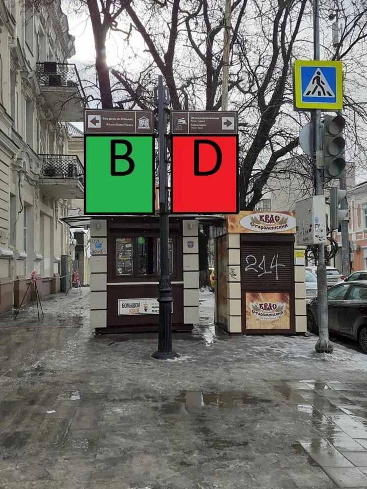 Фотография рекламного носителя, тип: Дорожный указатель, адрес: Большая Садовая ул., д.106 X Чехова пер., Ростов-на-Дону, Ростовская область, Россия. Сторона Д2 №1086638