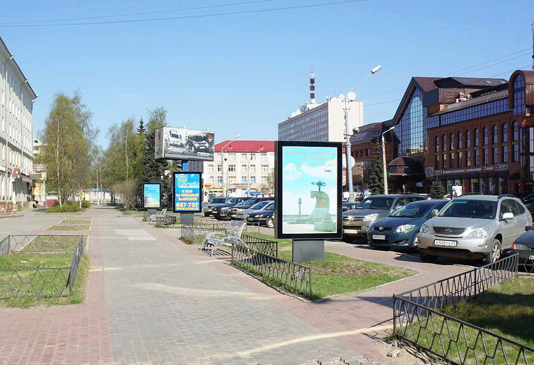 Фотография рекламного носителя, тип: Ситиформат 1.8x1.2, адрес: Троицкий пр-т., д.21, поз.3, Архангельск, Архангельская область, Россия. Сторона Б №819748