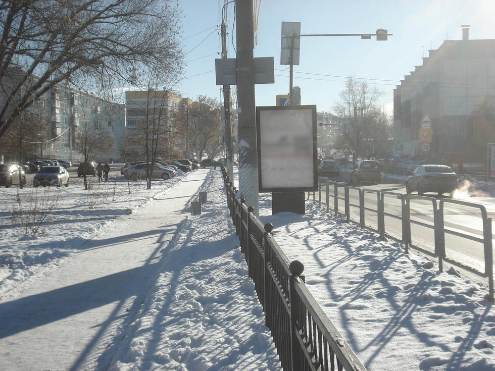 Фотография рекламного носителя, тип: Ситиформат 1.8x1.2, адрес: Долгодеревенское с., Свердловская ул., д.14, Челябинск, Челябинская область, Россия. Сторона В №1013707