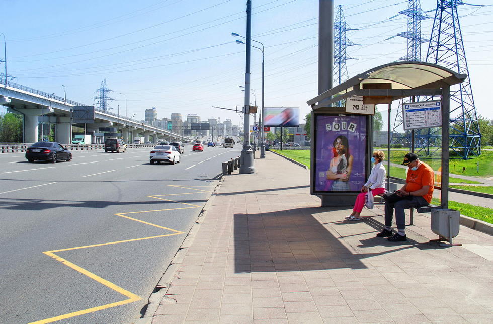Фотография рекламного носителя, тип: Остановка 1.8x1.2, адрес: Ленинградское ш., ост. " Химкинская больница", Москва, Россия. Сторона А №334832