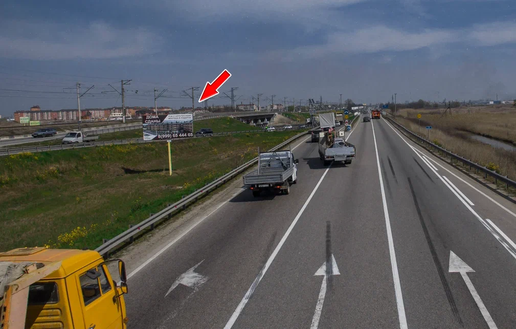 Фотография рекламного носителя, тип: Билборд 3x6, адрес: Краснодар-Новороссийск а/д, 18 997м, Краснодар, Краснодарский край, Россия. Сторона А №477990