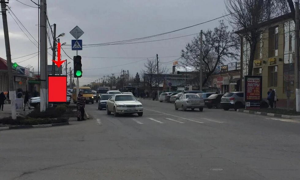 Фотография рекламного носителя, тип: Ситиформат 1.8x1.2, адрес: Школьная ул. Х Ленина ул., Эльбрус, Славянск-на-Кубани, Краснодарский край, Россия. Сторона А1-А5 №854341