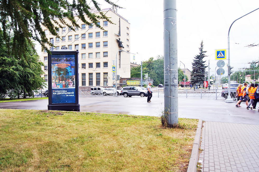 Фотография рекламного носителя, тип: Пиллар 3x1.4, адрес: Светлановский пр-т., д.39 Х Тореза пр-т., Санкт-Петербург, Россия. Сторона Б №724924
