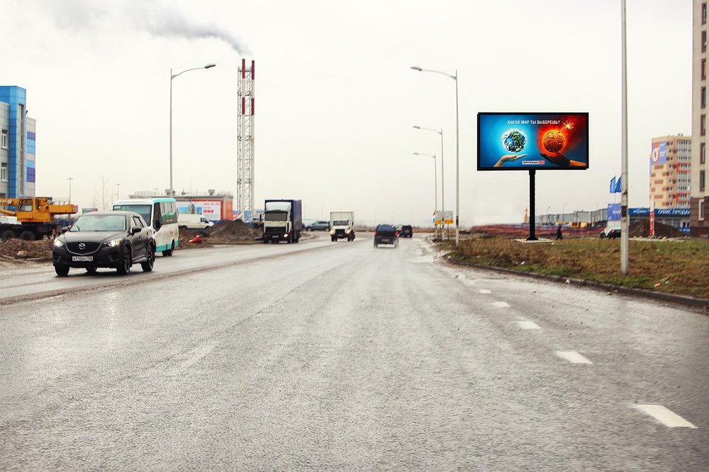 Фотография рекламного носителя, тип: Билборд 3x6, адрес: Мурино г., Охтинская аллея Х Воронцовский б-р., Санкт-Петербург, Россия. Сторона A №776260