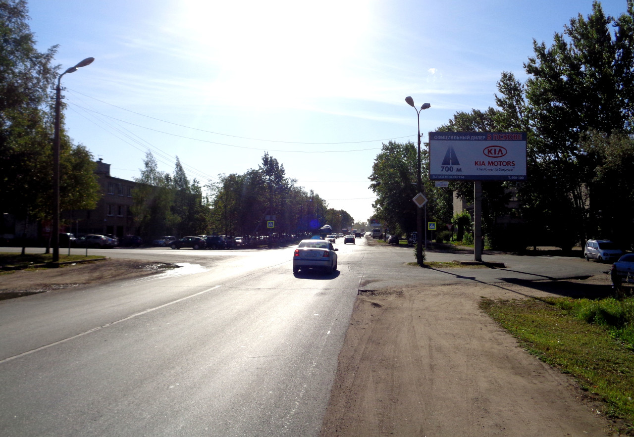 Фотография рекламного носителя, тип: Билборд 3x6, адрес: Гдовское ш., Л.Поземского ул., д.128, Псков, Псковская область, Россия. Сторона А №626580