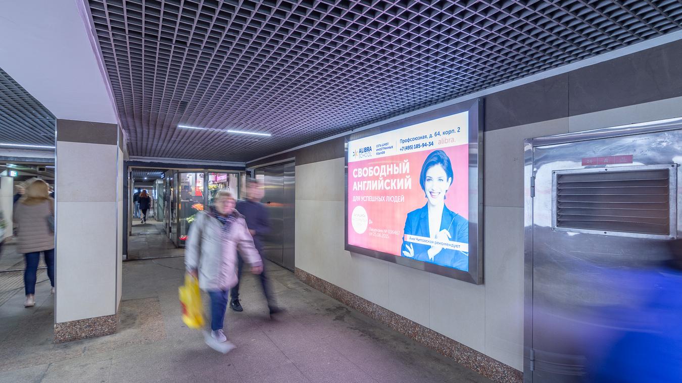 Фотография рекламного носителя, тип: Лайтбокс, адрес: Станция метро «Новые Черемушки», линия Калужско-Рижская, Москва, Россия. Сторона/вариант 7 №821806