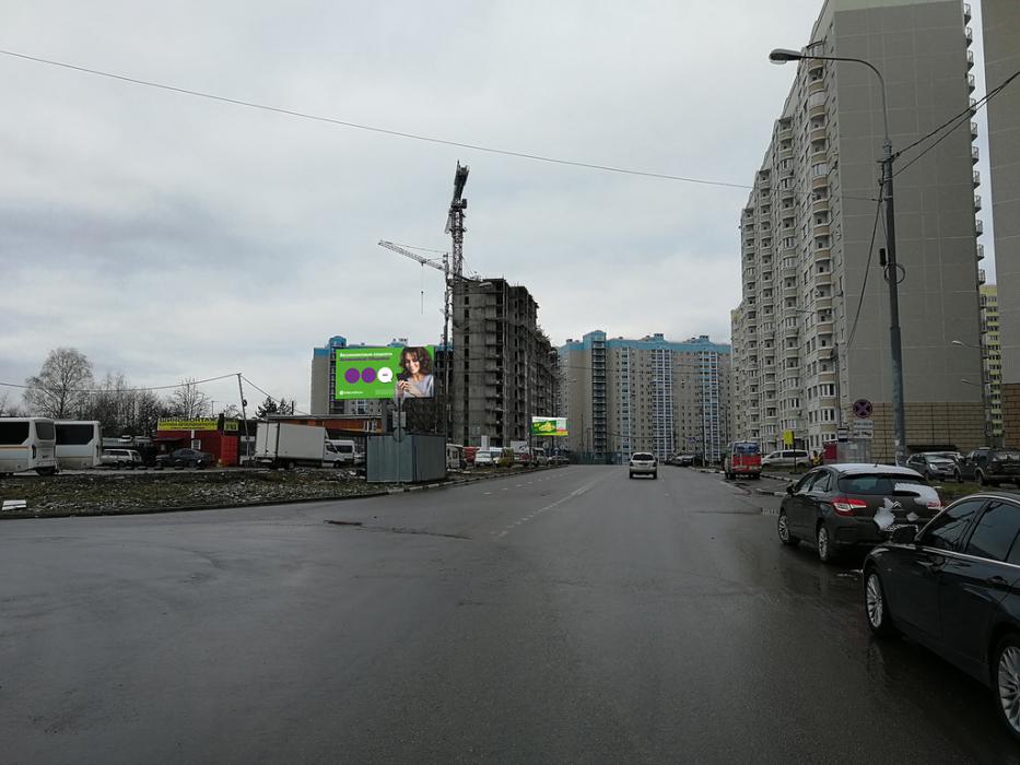 Фотография рекламного носителя, тип: Билборд 3x6, адрес: Южное Видное мкр., Ермолинская ул., въезд на Круговое движение, Видное, Московская область, Россия. Сторона Б №510932