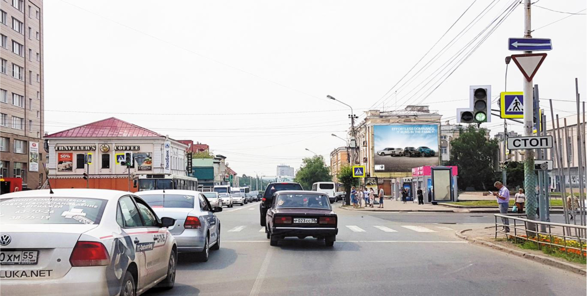 Фотография рекламного носителя, тип: Медиафасад, адрес: Герцена ул., д.17, Омск, Омская область, Россия. Сторона А №604494