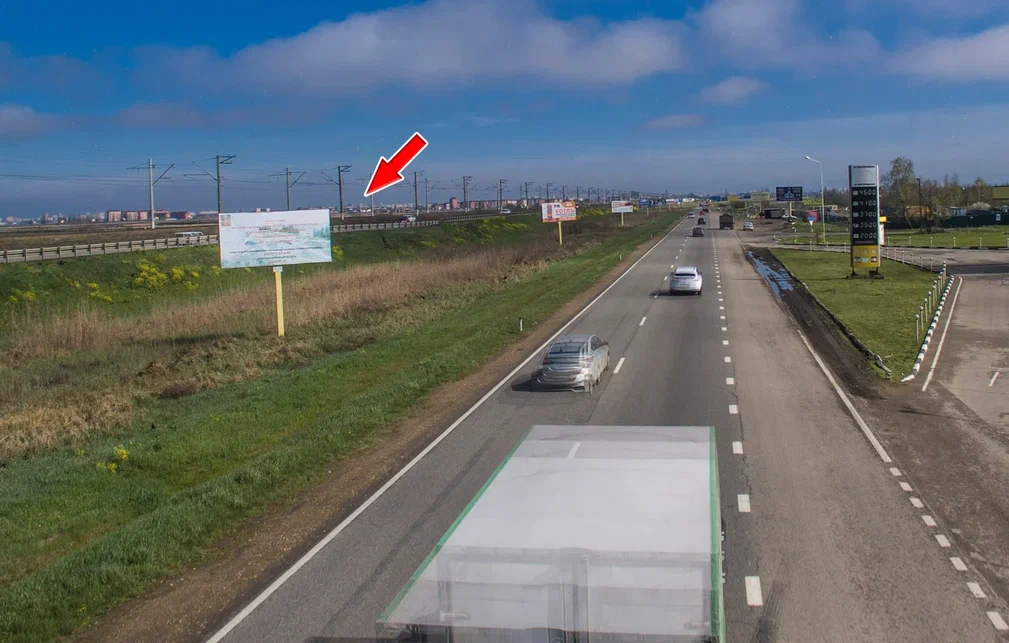 Фотография рекламного носителя, тип: Билборд 3x6, адрес: Краснодар-Новороссийск а/д, 20 531м, Краснодар, Краснодарский край, Россия. Сторона А №477956