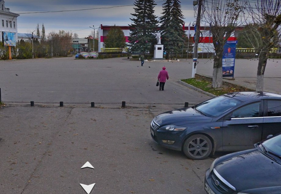 Фотография рекламного носителя, тип: Нестандартный ситиформат, адрес: Советская ул., д.1, угол здания «Почта», Родники, Ивановская область, Россия. Сторона C №1088196