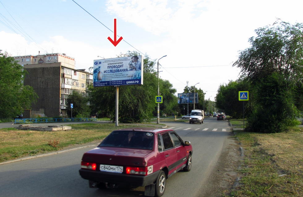 Фотография рекламного носителя, тип: Билборд 3x6, адрес: 50 лет ВЛКСМ ул., д.27 Х Черкасская ул., Челябинск, Челябинская область, Россия. Сторона B №392197