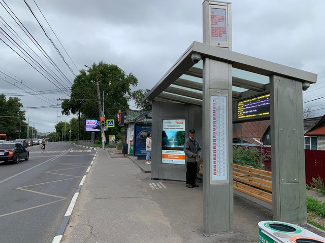 Фотография рекламного носителя, тип: Остановка, адрес: Родионова ул., ост. Фруктовая ул., поз.1, Нижний Новгород, Нижегородская область, Россия. Сторона A+B №869943