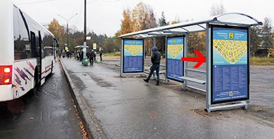 Фотография рекламного носителя, тип: Остановка 1.8x1.2, адрес: Северной Двины наб., д.24, поз.1, Архангельск, Архангельская область, Россия. Сторона Б №788348