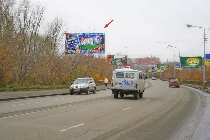 Фотография рекламного носителя, тип: Билборд 3x6, адрес: Красноармейская ул. Х Песочный пер., д.2, Томск, Томская область, Россия. Сторона В №296097