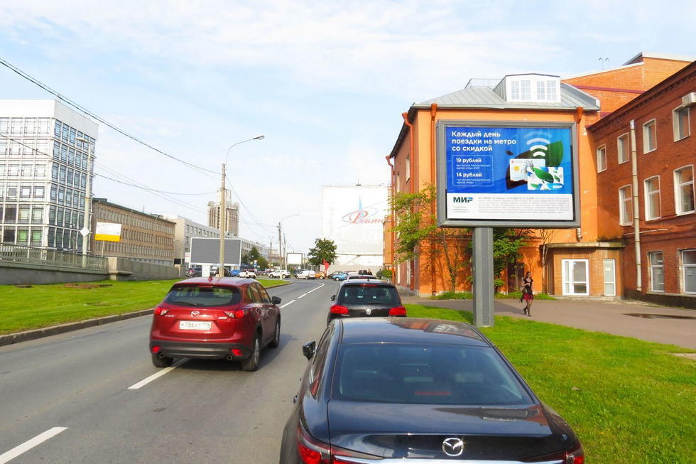 Фотография рекламного носителя, тип: Ситиборд 2.7x3.7, адрес: Кантемировская ул., д.3, Санкт-Петербург, Россия. Сторона А1 №724974