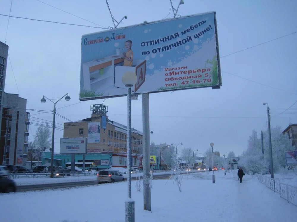 Фотография рекламного носителя, тип: Билборд 3x6, адрес: Ломоносова ул., у библиотеки ПГУ, Архангельск, Архангельская область, Россия. Сторона А №765842