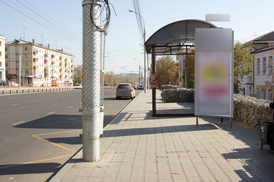 Фотография рекламного носителя, тип: Нестандартный ситиформат, адрес: Байкальская ул., ООТ Цимлянская, поз.1, Иркутск, Иркутская область, Россия. Сторона А №509397