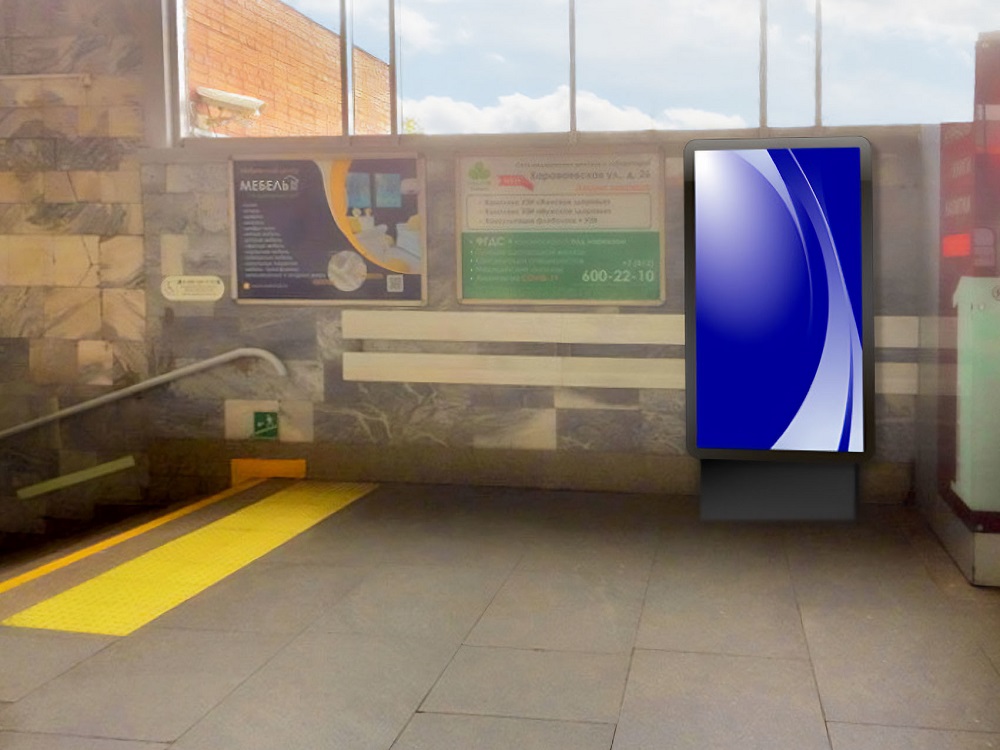 Фотография рекламного носителя, тип: Видеоэкран, адрес: Станция метро «Рыбацкое», линия Невско-Василеостровская, Санкт-Петербург, Россия. Сторона/вариант А №1056845