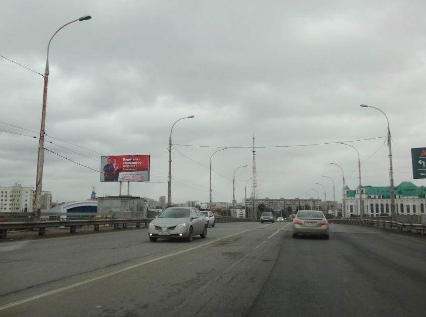 Фотография рекламного носителя, тип: Билборд 3x6, адрес: Новый мост, въезд, поз.1, Астрахань, Астраханская область, Россия. Сторона B №1323755