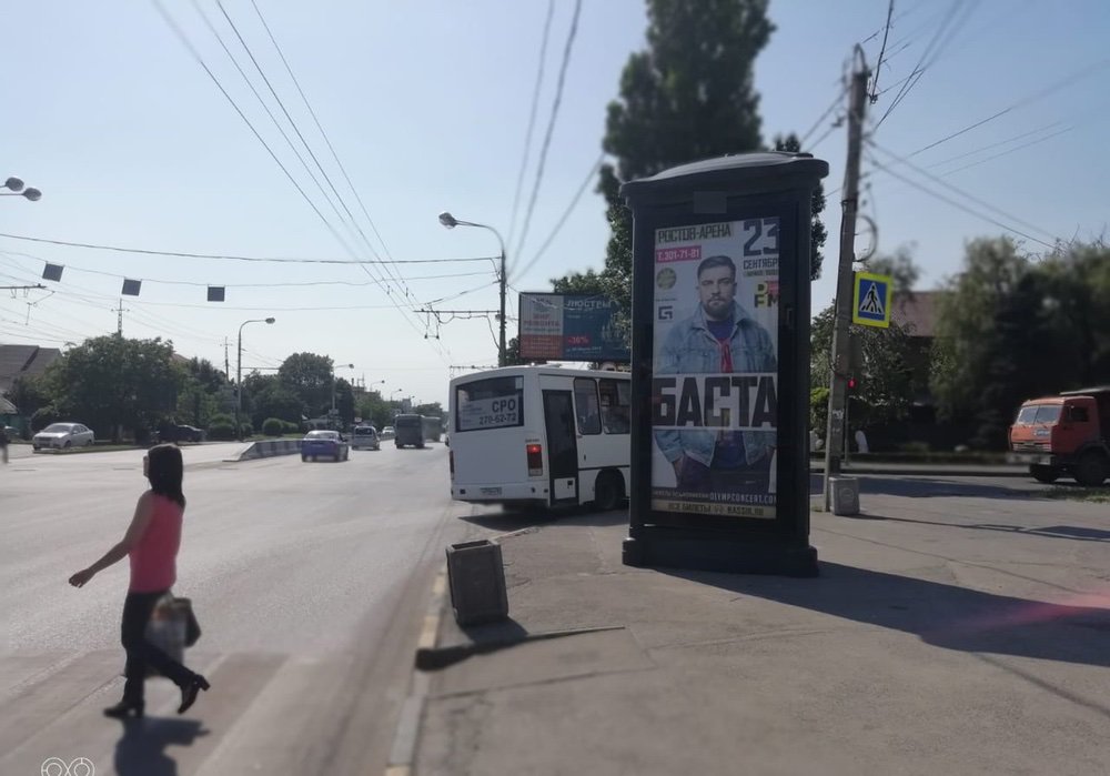 Фотография рекламного носителя, тип: Пиллар 3x1.4, адрес: Стачки пр-т., д.46 Х МОПРа ул., Ростов-на-Дону, Ростовская область, Россия. Сторона A №688918