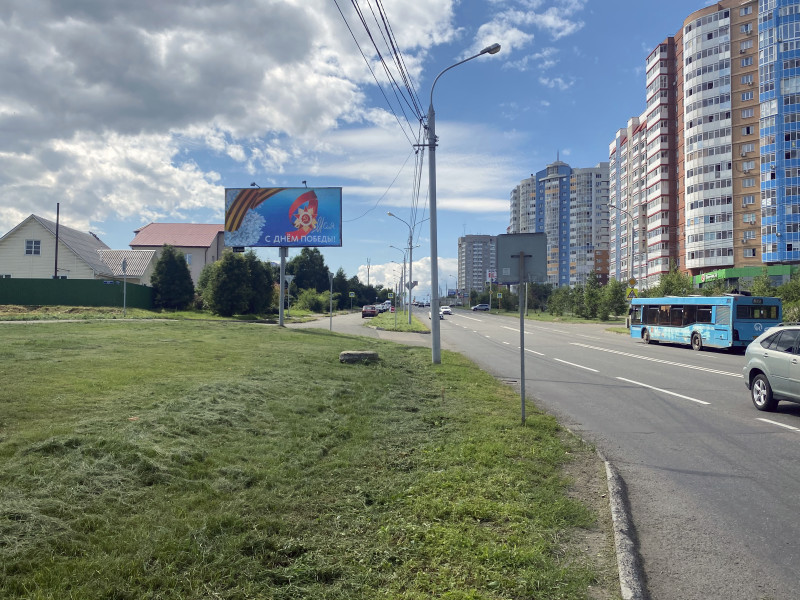 Фотография рекламного носителя, тип: Билборд 3x6, адрес: Мужества ул. Х Сосновского ул., поз.1, Красноярск, Красноярский край, Россия. Сторона Б №779782