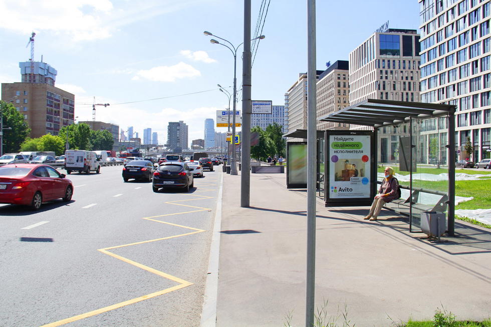 Фотография рекламного носителя, тип: Остановка 1.8x1.2, адрес: Башиловка Новая ул., д.12 Х Новая Башиловка ул., поз.1, Москва, Россия. Сторона А №334910