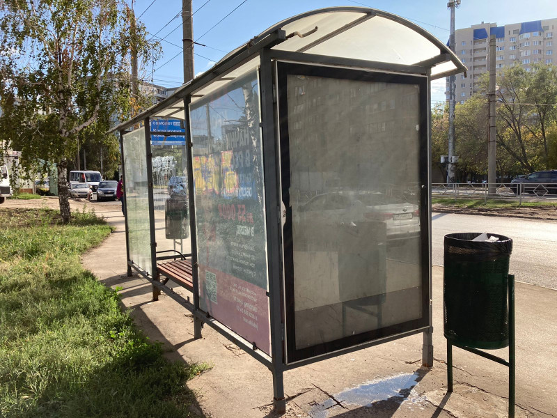 Фотография рекламного носителя, тип: Остановка 1.8x1.2, адрес: Георгия Димитрова ул., д.101, Самара, Самарская область, Россия. Сторона B1 №975340