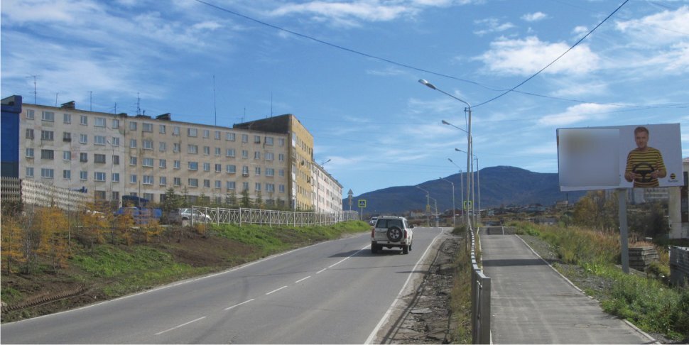 Фотография рекламного носителя, тип: Билборд 3x6, адрес: Полярная ул., д.8, Магадан, Магаданская область, Россия. Сторона A №1051662