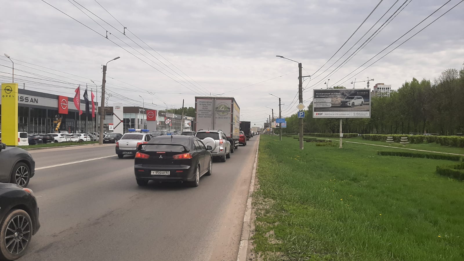 Фотография рекламного носителя, тип: Билборд 3x6, адрес: Московское ш., д.57 н-в автосалонов Ниссан, Рязань, Рязанская область, Россия. Сторона A1-A10 №1324278