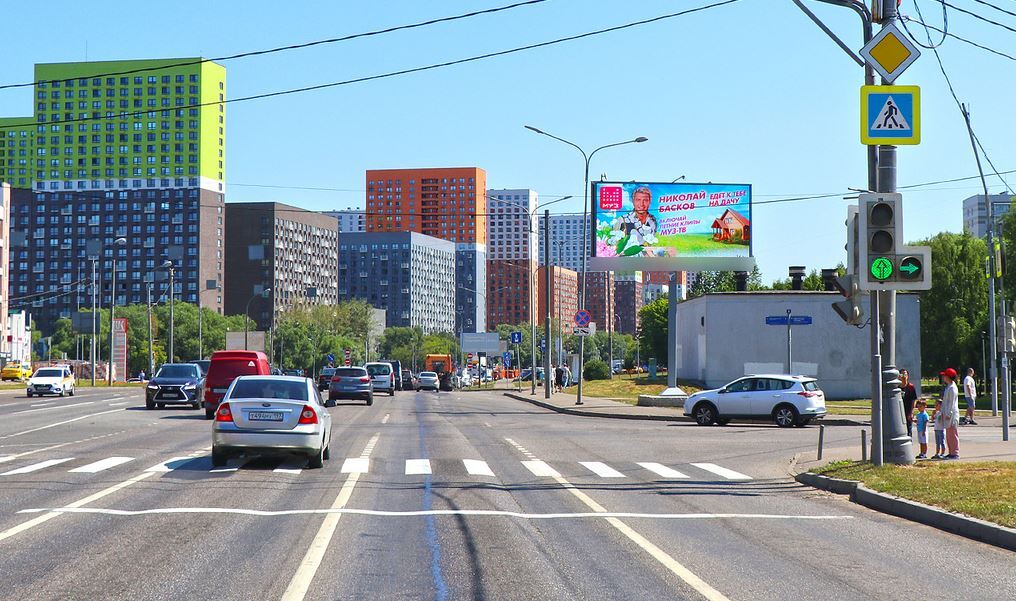 Фотография рекламного носителя, тип: Билборд 3x6, адрес: Боровское ш., д.11, с.1Х Главмосстроя ул., Москва, Россия. Сторона Аh1-Аh4 №938432