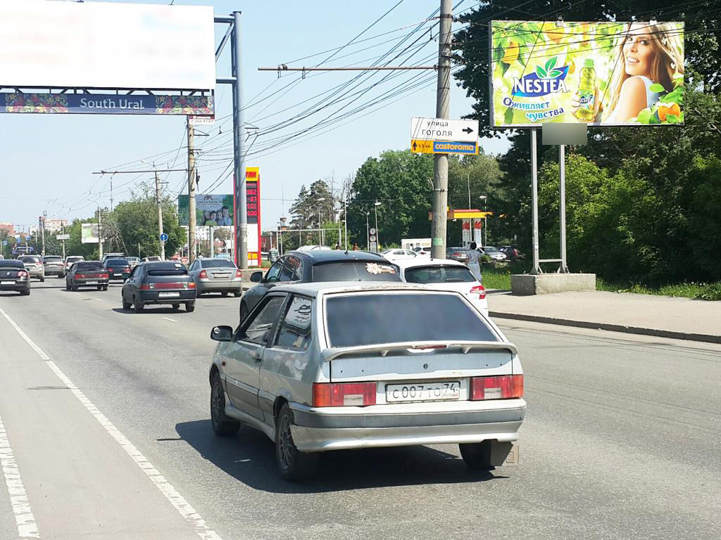 Фотография рекламного носителя, тип: Билборд 3x6, адрес: Блюхера ул., д.49, Челябинск, Челябинская область, Россия. Сторона A №293704