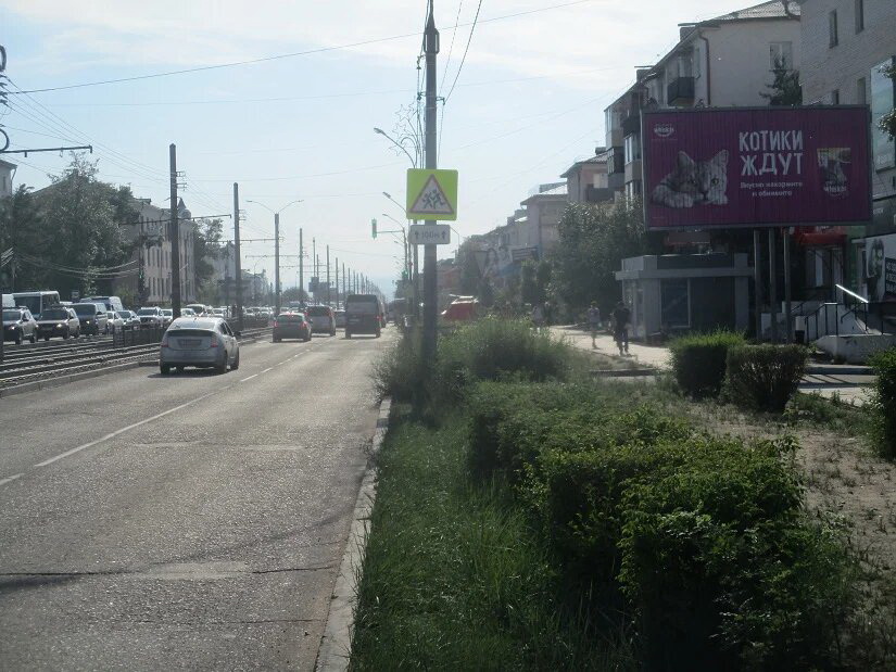 Фотография рекламного носителя, тип: Билборд 3x6, адрес: Терешковой ул., д.36, Улан-Удэ, Республика Бурятия, Россия. Сторона А1-А3 №697180