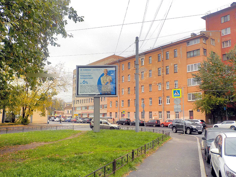 Фотография рекламного носителя, тип: Ситиборд 2.7x3.7, адрес: Большая Монетная ул., д.34 Х Чапаева ул., Санкт-Петербург, Россия. Сторона B №691994