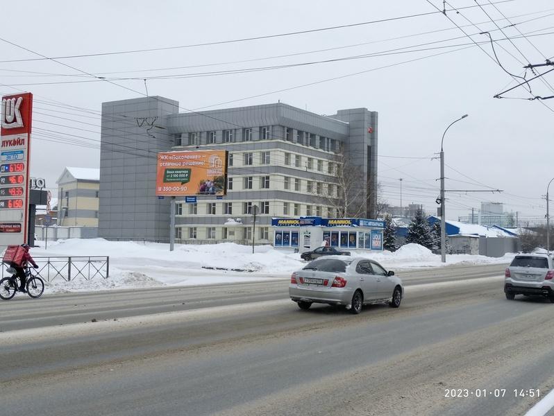 Фотография рекламного носителя, тип: Билборд 3x6, адрес: Владимировская ул., д.24а/2 Х Песочная ул., Новосибирск, Новосибирская область, Россия. Сторона Б №1001308