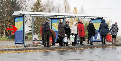 Фотография рекламного носителя, тип: Остановка 1.8x1.2, адрес: Северной Двины наб., д.24, поз.6, Архангельск, Архангельская область, Россия. Сторона Б №788354