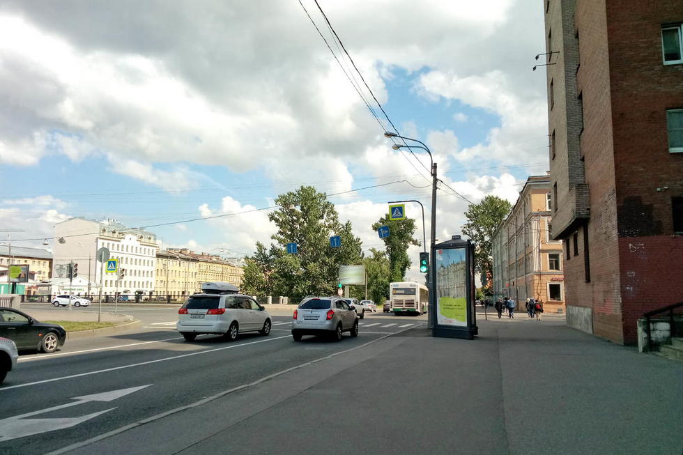 Фотография рекламного носителя, тип: Пиллар 3x1.4, адрес: Обводного канала наб., д.46 Х Тамбовская ул., Санкт-Петербург, Россия. Сторона А №724845