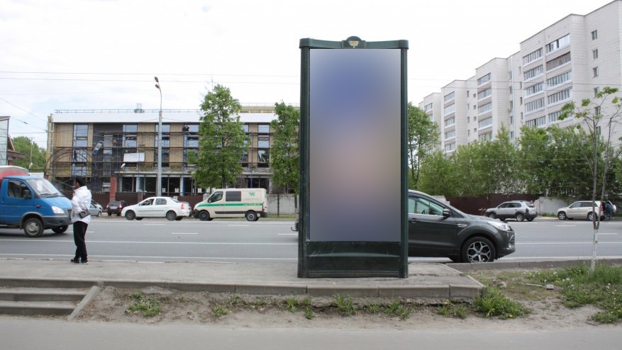 Фотография рекламного носителя, тип: Пиллар 3x1.4, адрес: Николая Ершова ул., д.61-д.63, Казань, Республика Татарстан, Россия. Сторона C №685982