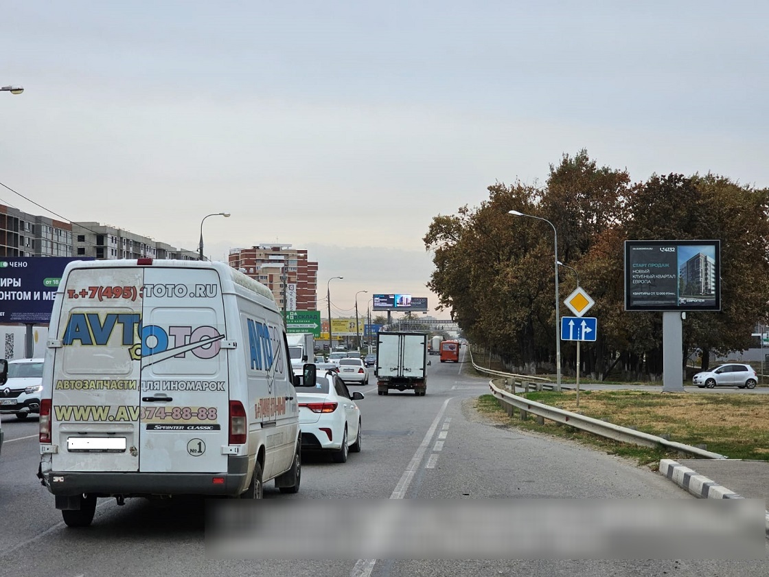 Фотография рекламного носителя, тип: Ситиборд 2.7x3.7, адрес: Западный обход ул., район Европея, поз.3, Краснодар, Краснодарский край, Россия. Сторона A №1054397