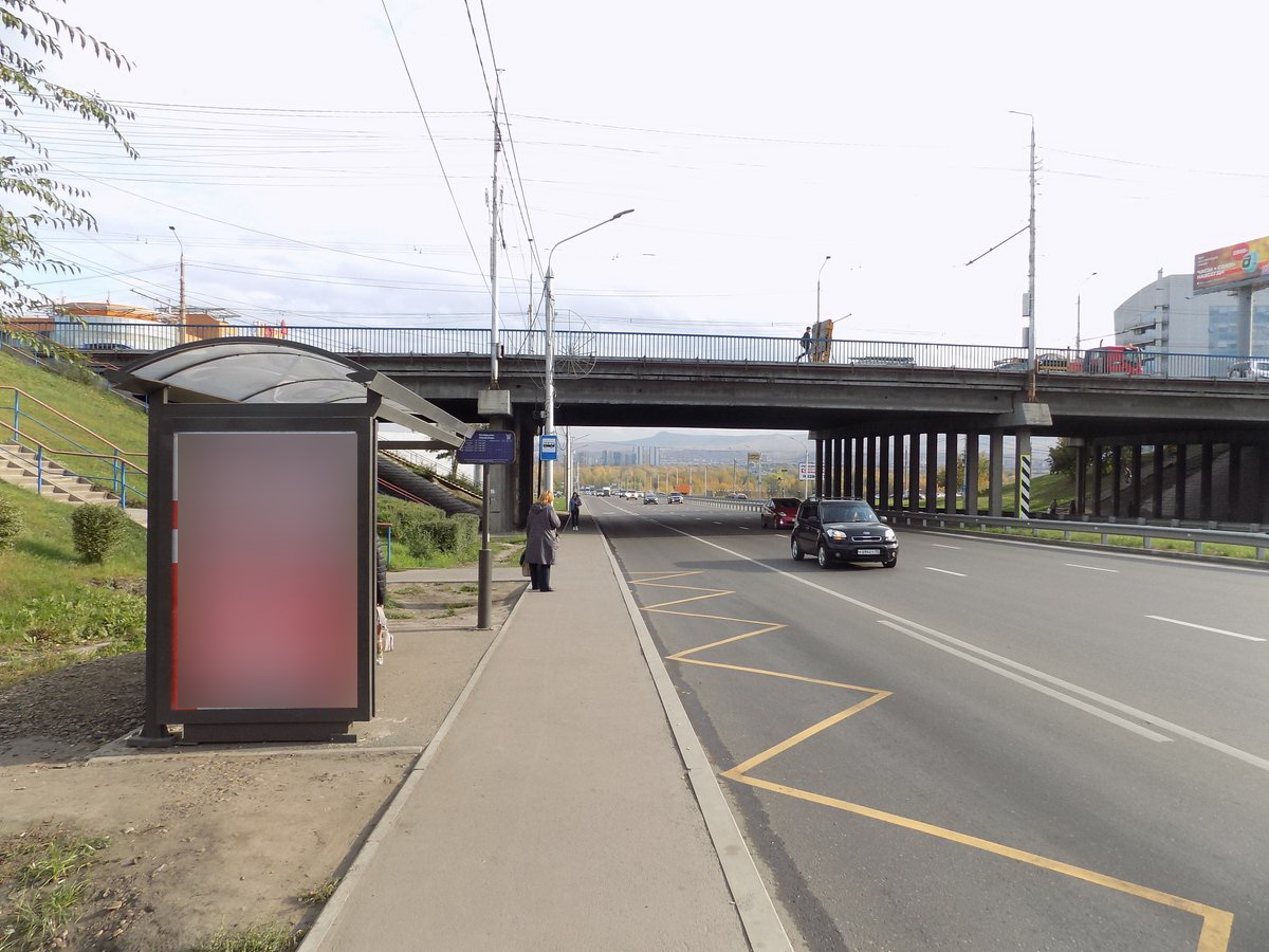 Фотография рекламного носителя, тип: Остановка 1.8x1.2, адрес: Авиаторов ул., ост. "Ауди-центр Красноярск", Красноярск, Красноярский край, Россия. Сторона Б №780387